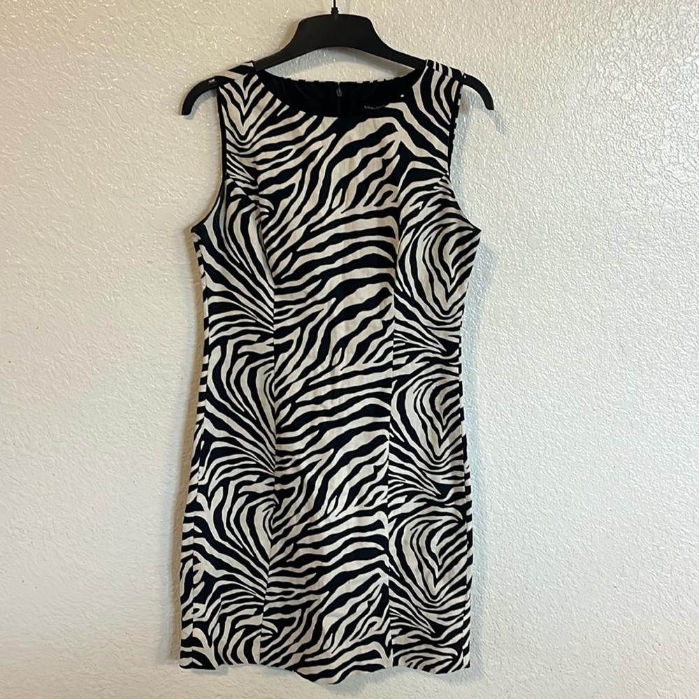 100% Linen Banana Republic Zebra Striped Shear Cut Dress Size 2